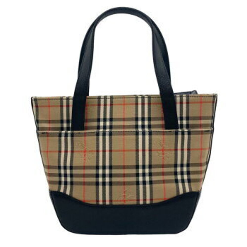 BURBERRY Nova Check Handbag Tote Bag Shadow Black Horse - Picture 2 of 7
